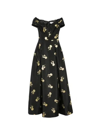Rebecca Vallance Mariya Floral-jacquard Gown In Yellow