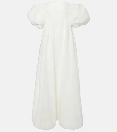 Rebecca Vallance Matchworker Puff-sleeve Off-shoulder Gown In White