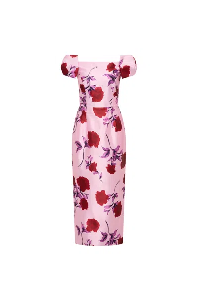 Rebecca Vallance Melora Off The Shoulder Midi Dress In Pink