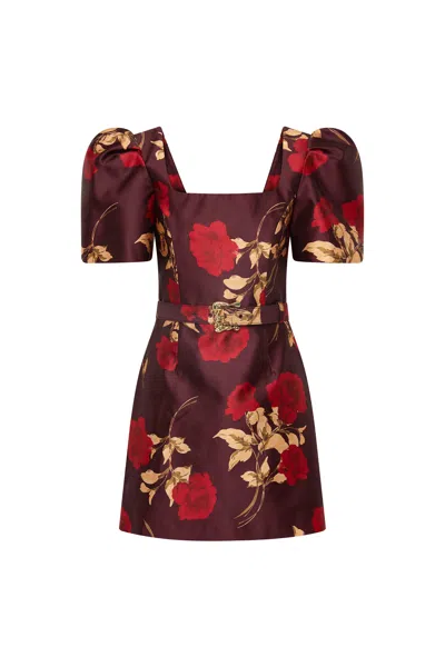 Rebecca Vallance Melora Short Sleeve Mini Dress In Burgundy