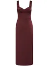 Rebecca Vallance Bonded Satin Merlot Midi Dress In Red