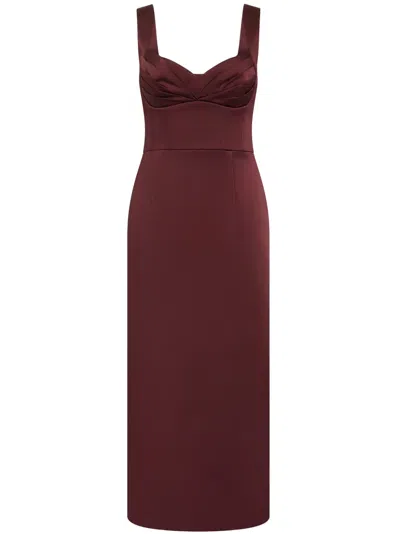 REBECCA VALLANCE MERLOT MIDI DRESS