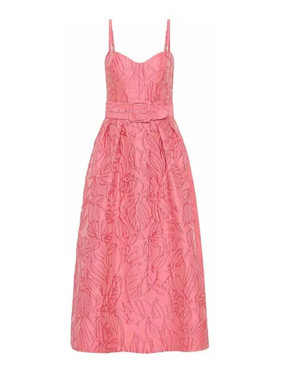 Rebecca Vallance Midi Dress With Floral Embossing In Pink