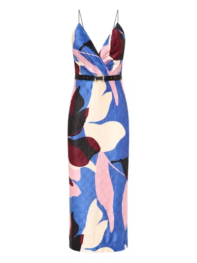 Rebecca Vallance Mika Pleated Floral-print Midi Dress In Black