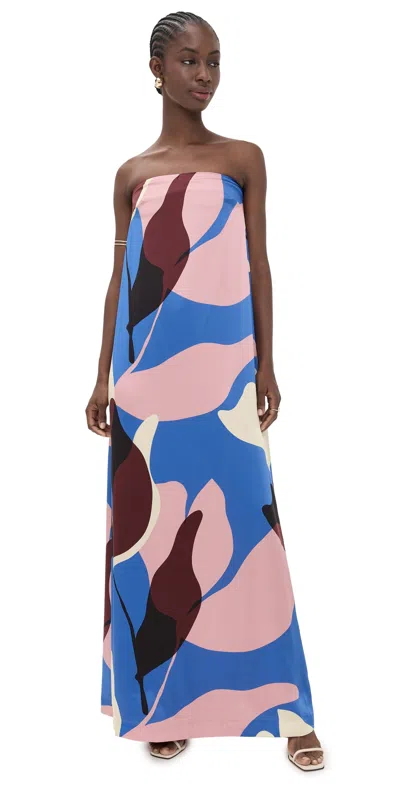 Rebecca Vallance Mika Silk Maxi Dress Print In Blue