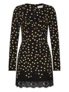 Rebecca Vallance Millie Polka-dot Lace-trimmed Mini Dress In Black