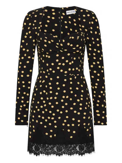 Rebecca Vallance Millie Polka-dot Lace-trimmed Mini Dress In Black