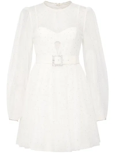 Rebecca Vallance Mirabella Crystal-embellished Minidress In White