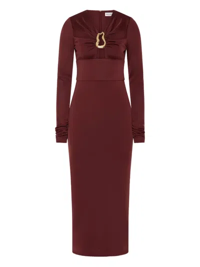 Rebecca Vallance Mischa Midikleid Mit Cut-out In Burgundy