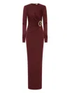 Rebecca Vallance Mischa Embellished Gathered Jersey Gown In Burgundy