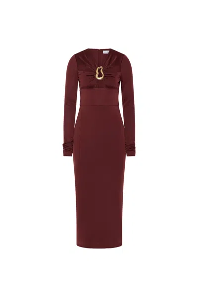 REBECCA VALLANCE MISCHA LONG SLEEVE MIDI DRESS