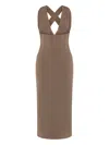 Rebecca Vallance Misha Cross-back Corset Midi Dress In Brown