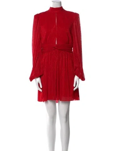 Pre-owned Rebecca Vallance Mock Neck Mini Dress In Red