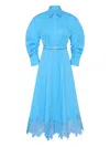 Rebecca Vallance Montreux Lace Shirt Midi Dress In Blue