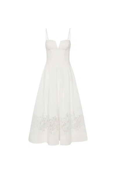 Rebecca Vallance Montreux Lace Midi Dress In White