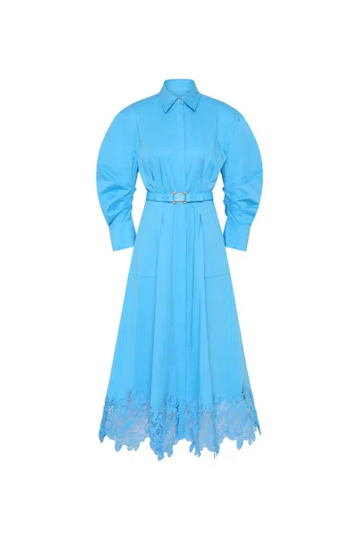 Rebecca Vallance Montreux Lace Shirt Midi Dress In Blue