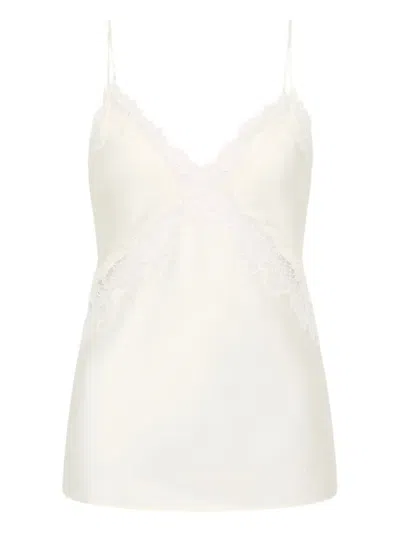 Rebecca Vallance Morgan Lace-insert Satin Top In White