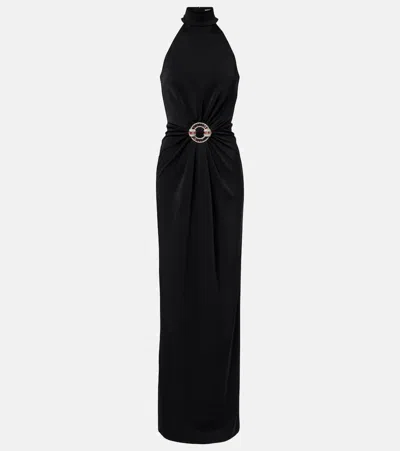 Rebecca Vallance Nala Embellished Halterneck Gown In Black
