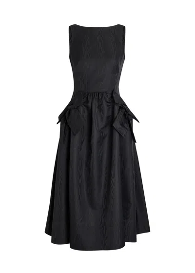 Rebecca Vallance Narcissa Jacquard Taffeta Midi Dress In Black