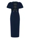 Rebecca Vallance Nemy Bow Midi Dress In Blue