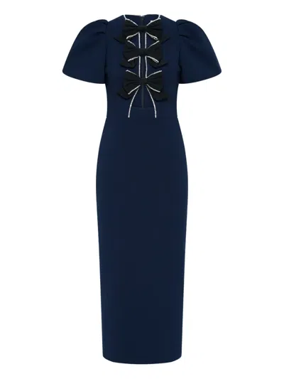 Rebecca Vallance Nemy Bow Midi Dress In Blue