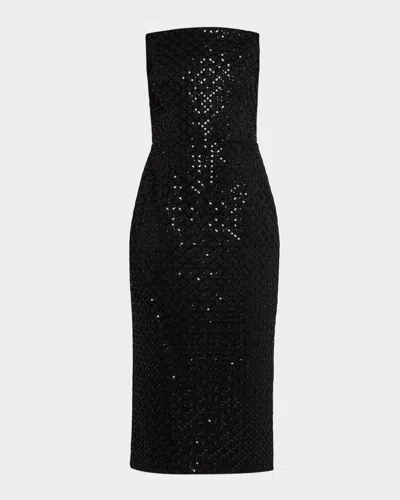 Rebecca Vallance Neve Strapless Beaded Bodycon Midi Dress In Black