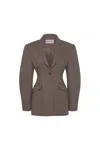 Rebecca Vallance Noah Balloon-sleeves Single-breasted Blazer In Brown