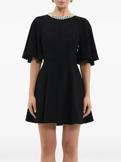 Rebecca Vallance Noemie Crystal-embellished Flutter-sleeve Mini Dress In Schwarz