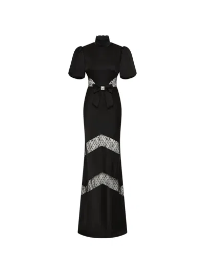 Rebecca Vallance Noire Short Sleeve Gown In Black