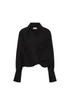 Rebecca Vallance Noor Twist-front Collared Shirt In Black