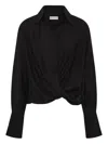 Rebecca Vallance Noor Twist-front Collared Shirt In Black