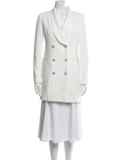 Pre-owned Rebecca Vallance Nylon Lace Pattern Blazer W/ Tags In White
