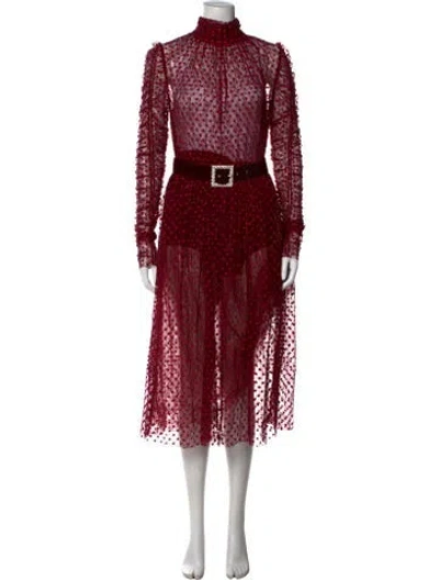 Pre-owned Rebecca Vallance Nylon Midi Length Dress In Burgundy