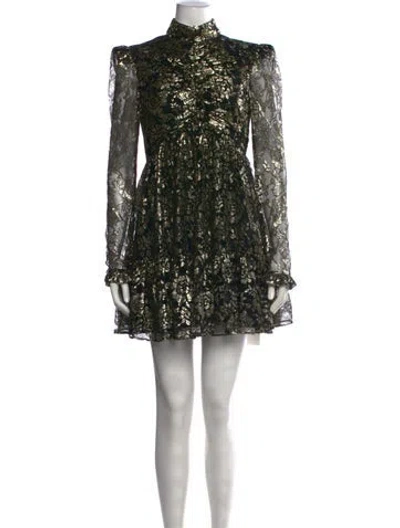 Pre-owned Rebecca Vallance Nylon Mini Dress W/ Tags In Black/green