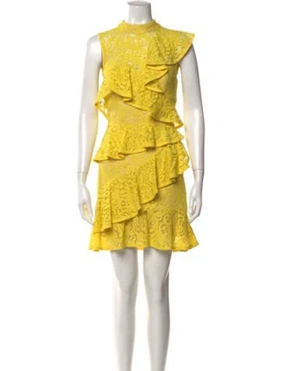 Pre-owned Rebecca Vallance Nylon Mini Dress In Yellow