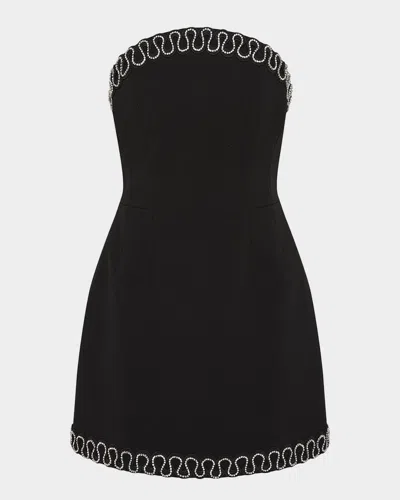 Rebecca Vallance Nyx Strapless Crystal-embellished Crepe Mini Dress In Black