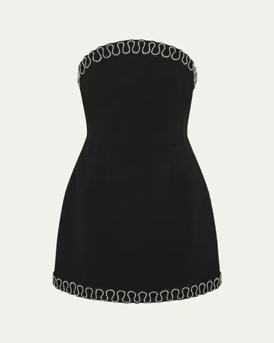 Rebecca Vallance Nyx Strapless Crystal-embellished Crepe Mini Dress In Black