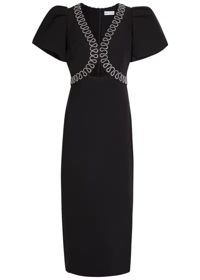 Rebecca Vallance Nyx Crystal-embellished Cutout Crepe Midi Dress In Black