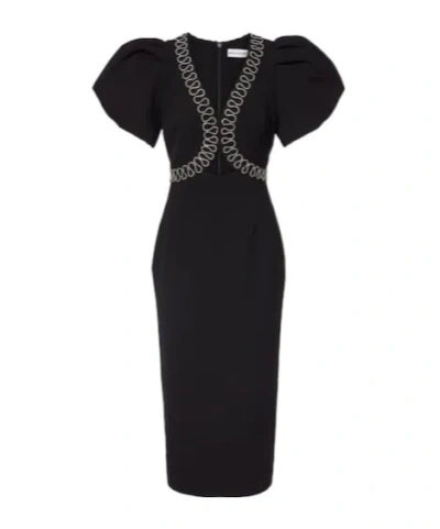 Rebecca Vallance Nyx Crystal-embellished Cutout Crepe Midi Dress In Black