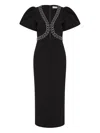 Rebecca Vallance Nyx Crystal-embellished Cutout Crepe Midi Dress In Black