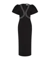 Rebecca Vallance Nyx Crystal-embellished Cutout Crepe Midi Dress In Black