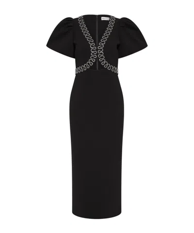 REBECCA VALLANCE NYX PUFF-SLEEVE MIDI DRESS