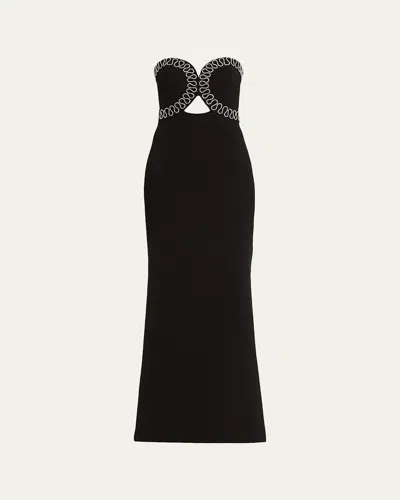 Rebecca Vallance Nyx Strapless Diamante-trim Column Gown In Black