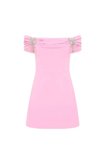 Rebecca Vallance Odetta Bow Mini Dress In Pink