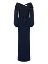 Rebecca Vallance Off-shoulder Bow Gown In Blue