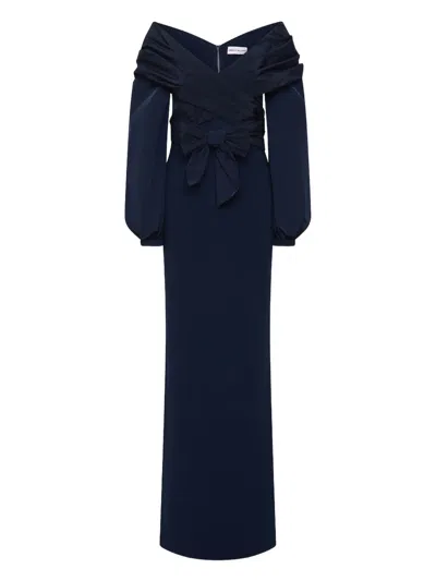 Rebecca Vallance Off-shoulder Bow Gown In Blue