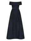 Rebecca Vallance Off-shoulder Floral-pattern Gown In Blue