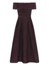 Rebecca Vallance Adalyn Off The Shoulder Midi Dress In Brown