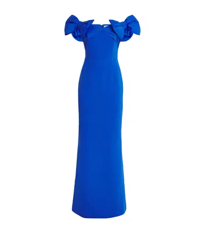 Rebecca Vallance Off-the-shoulder Antonella Gown In Blue
