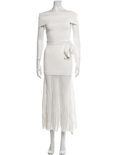 Pre-owned Rebecca Vallance Off-the-shoulder Long Dress In White